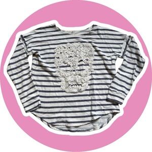 Emma & Sam // Striped Print Lace Skill // Long Sleeved Shirt